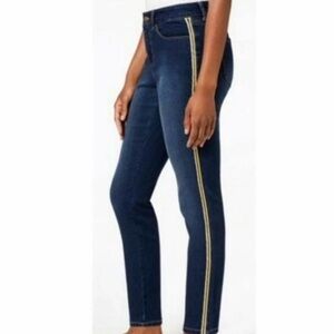 Charter Club Bristol Skinny Jean Gold Stripe Size 12
